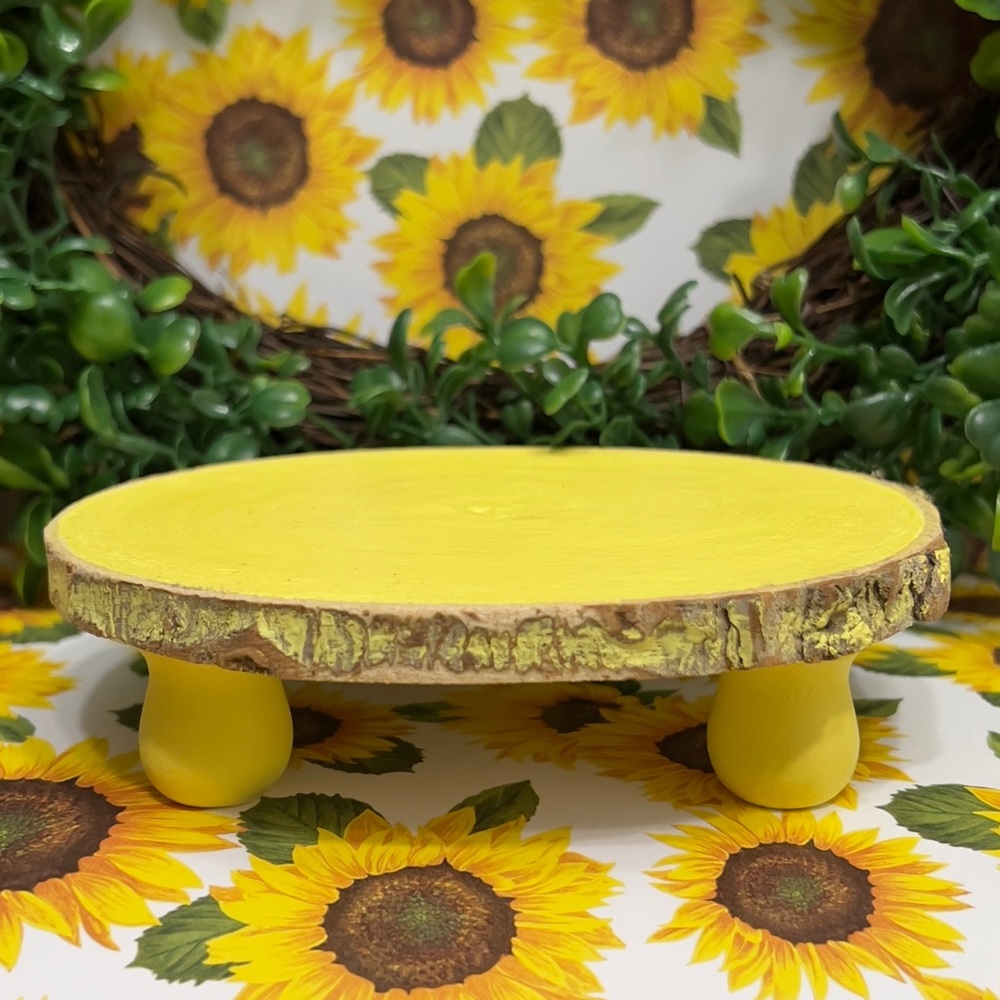 Farmhouse Handmade Yellow Wood Slice Riser
